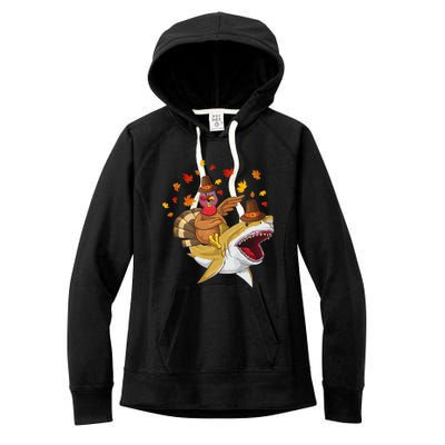 Thanksgiving Turkey Riding Shark Funny Toddler Boys Premium Women's Fleece Hoodie