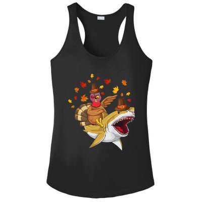 Thanksgiving Turkey Riding Shark Funny Toddler Boys Premium Ladies PosiCharge Competitor Racerback Tank