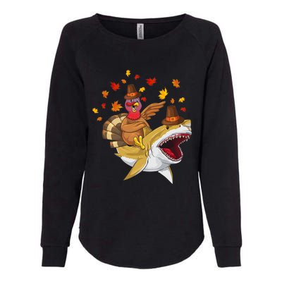 Thanksgiving Turkey Riding Shark Funny Toddler Boys Premium Womens California Wash Sweatshirt