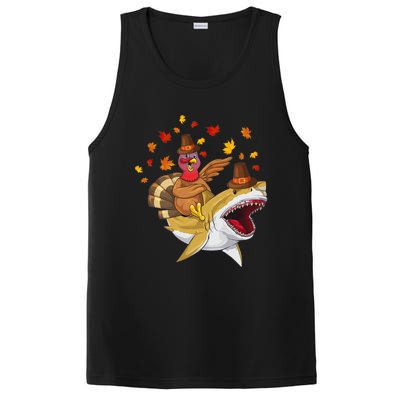 Thanksgiving Turkey Riding Shark Funny Toddler Boys Premium PosiCharge Competitor Tank