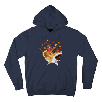 Thanksgiving Turkey Riding Shark Funny Toddler Boys Premium Hoodie