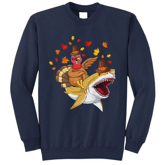 Thanksgiving Turkey Riding Shark Funny Toddler Boys Premium Sweatshirt