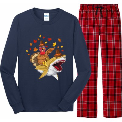 Thanksgiving Turkey Riding Shark Funny Toddler Boys Premium Long Sleeve Pajama Set