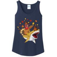 Thanksgiving Turkey Riding Shark Funny Toddler Boys Premium Ladies Essential Tank