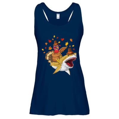 Thanksgiving Turkey Riding Shark Funny Toddler Boys Premium Ladies Essential Flowy Tank