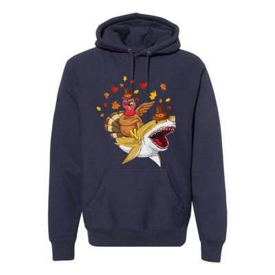 Thanksgiving Turkey Riding Shark Funny Toddler Boys Premium Premium Hoodie