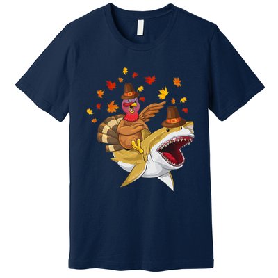 Thanksgiving Turkey Riding Shark Funny Toddler Boys Premium Premium T-Shirt