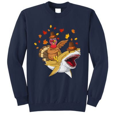 Thanksgiving Turkey Riding Shark Funny Toddler Boys Premium Tall Sweatshirt