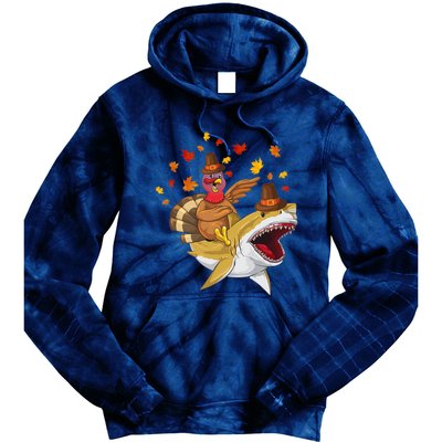 Thanksgiving Turkey Riding Shark Funny Toddler Boys Premium Tie Dye Hoodie