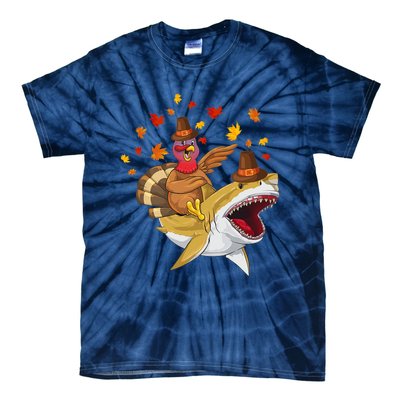 Thanksgiving Turkey Riding Shark Funny Toddler Boys Premium Tie-Dye T-Shirt