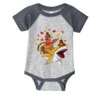 Thanksgiving Turkey Riding Shark Funny Toddler Boys Premium Infant Baby Jersey Bodysuit