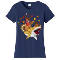 Thanksgiving Turkey Riding Shark Funny Toddler Boys Premium Women's T-Shirt