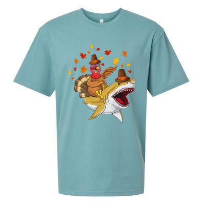 Thanksgiving Turkey Riding Shark Funny Toddler Boys Premium Sueded Cloud Jersey T-Shirt