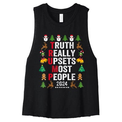 Trump Truth Really Upset Most People Trump 2024 America Flag Women's Racerback Cropped Tank