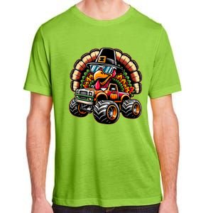 Thanksgiving Turkey Riding Monster Truck Adult ChromaSoft Performance T-Shirt