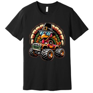 Thanksgiving Turkey Riding Monster Truck Premium T-Shirt