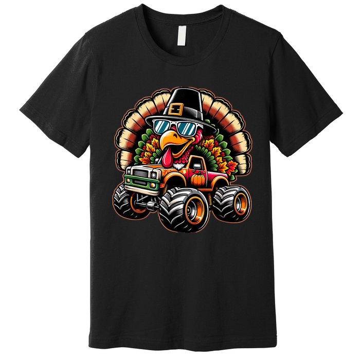 Thanksgiving Turkey Riding Monster Truck Premium T-Shirt