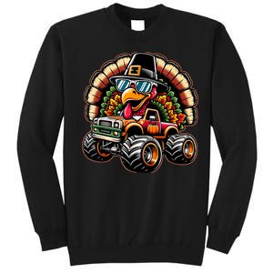 Thanksgiving Turkey Riding Monster Truck Tall Sweatshirt