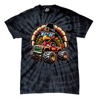 Thanksgiving Turkey Riding Monster Truck Tie-Dye T-Shirt