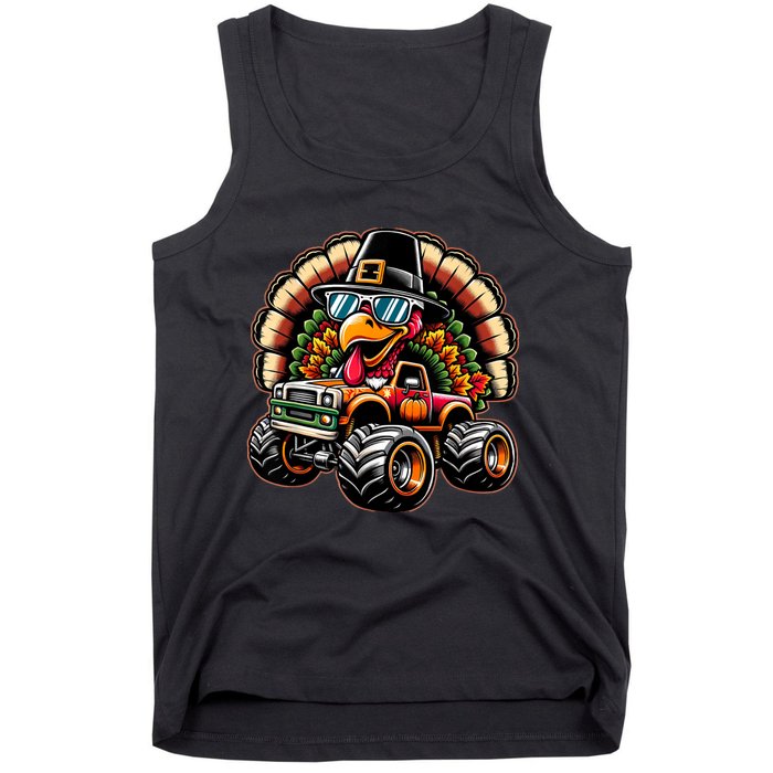 Thanksgiving Turkey Riding Monster Truck Tank Top