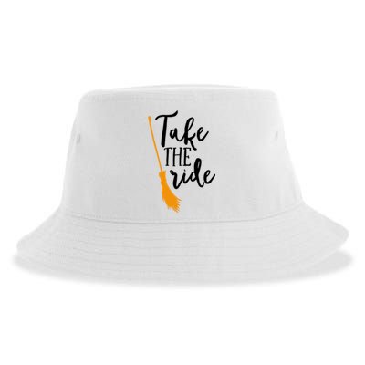 Take The Ride Broom Witch Funny Halloween Wife Mom Boss Gift Sustainable Bucket Hat