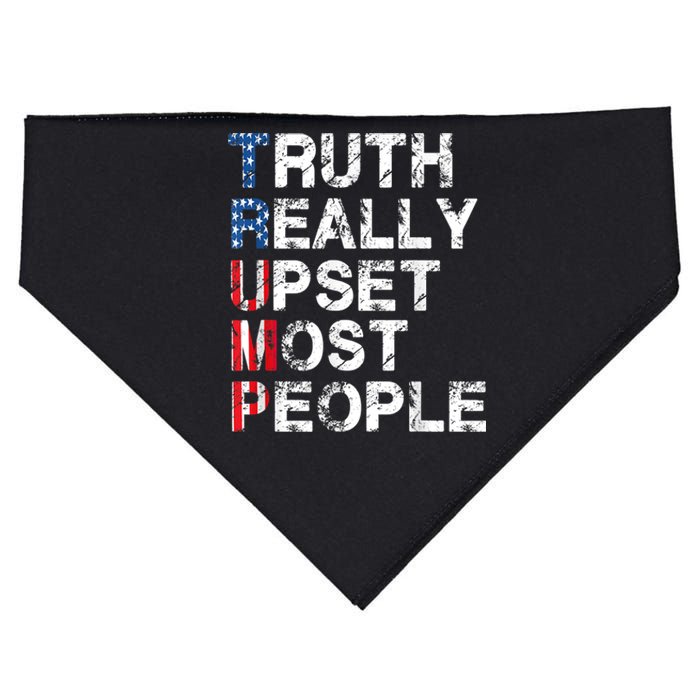 Trump Truth Really Upset Most People Trump 2024 America Flag USA-Made Doggie Bandana