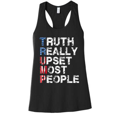 Trump Truth Really Upset Most People Trump 2024 America Flag Women's Racerback Tank