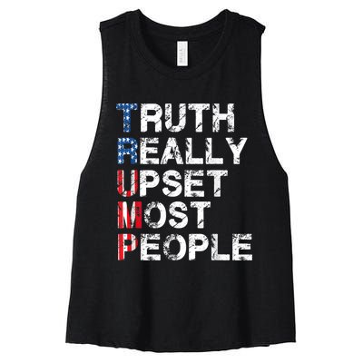 Trump Truth Really Upset Most People Trump 2024 America Flag Women's Racerback Cropped Tank