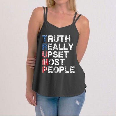 Trump Truth Really Upset Most People Trump 2024 America Flag Women's Strappy Tank