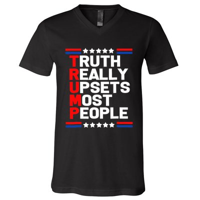 Trump Truth Really Upset Most People Trump 2024 America Flag V-Neck T-Shirt