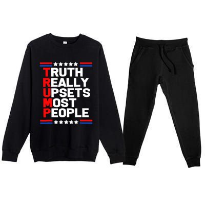 Trump Truth Really Upset Most People Trump 2024 America Flag Premium Crewneck Sweatsuit Set