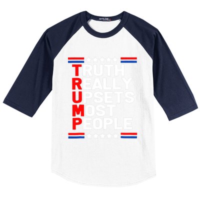 Trump Truth Really Upset Most People Trump 2024 America Flag Baseball Sleeve Shirt