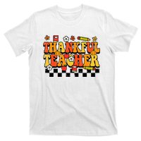 Thankful Teacher Retro Groovy Thanksgiving Fall T-Shirt