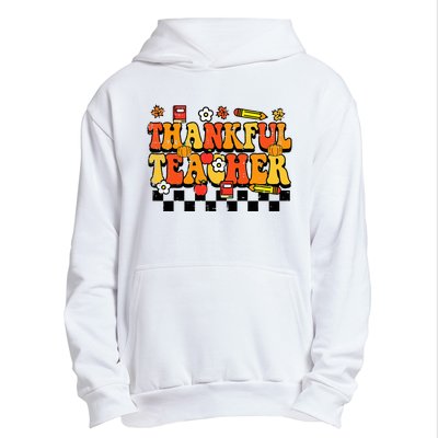 Thankful Teacher Retro Groovy Thanksgiving Fall Urban Pullover Hoodie