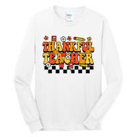 Thankful Teacher Retro Groovy Thanksgiving Fall Tall Long Sleeve T-Shirt