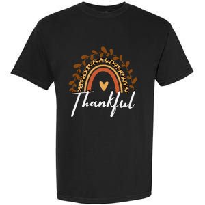 Thankful Thanksgiving Rainbow Leopard Print Wo Fall  Garment-Dyed Heavyweight T-Shirt