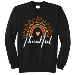 Thankful Thanksgiving Rainbow Leopard Print Wo Fall  Sweatshirt