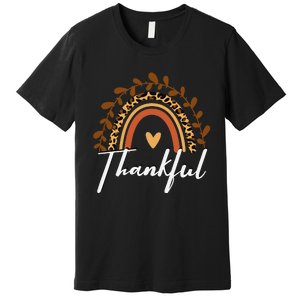 Thankful Thanksgiving Rainbow Leopard Print Wo Fall  Premium T-Shirt