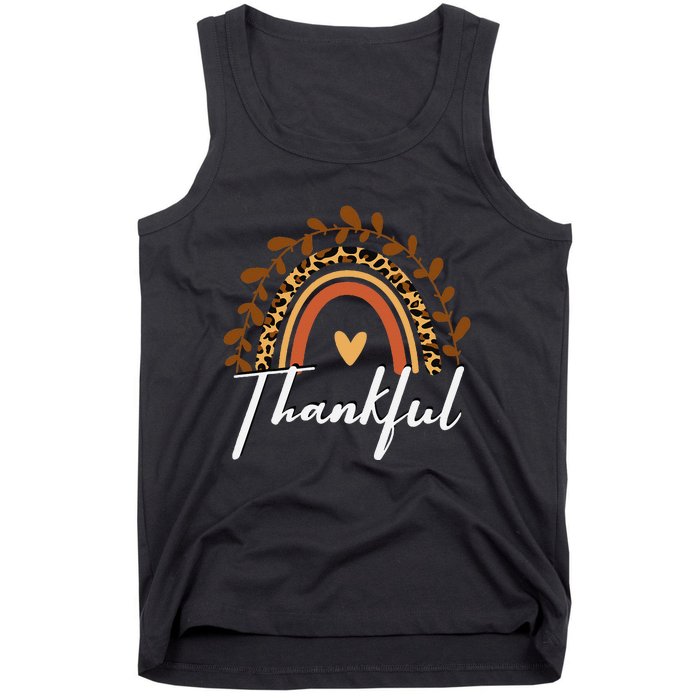 Thankful Thanksgiving Rainbow Leopard Print Wo Fall  Tank Top