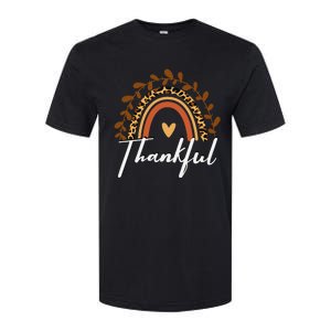 Thankful Thanksgiving Rainbow Leopard Print Wo Fall  Softstyle CVC T-Shirt