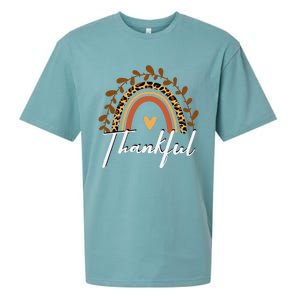 Thankful Thanksgiving Rainbow Leopard Print Wo Fall  Sueded Cloud Jersey T-Shirt