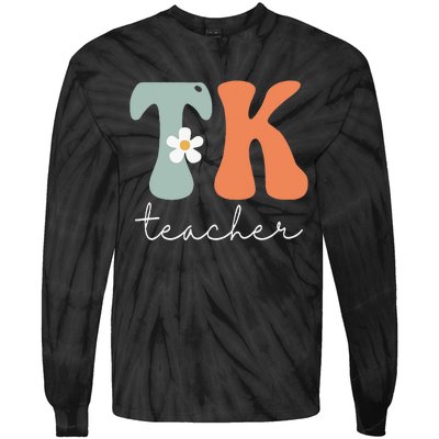 TK Teacher Retro Groovy Vintage Happy First Day Of School Tie-Dye Long Sleeve Shirt