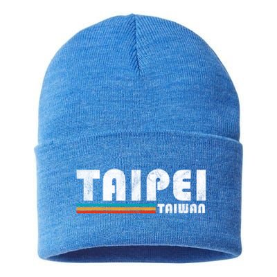 Taipei Taiwan Retro Vintage Travel Vacation Gift Sustainable Knit Beanie