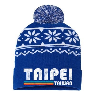 Taipei Taiwan Retro Vintage Travel Vacation Gift USA-Made Snowflake Beanie