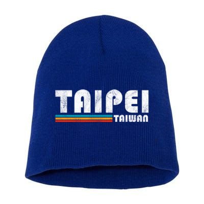 Taipei Taiwan Retro Vintage Travel Vacation Gift Short Acrylic Beanie