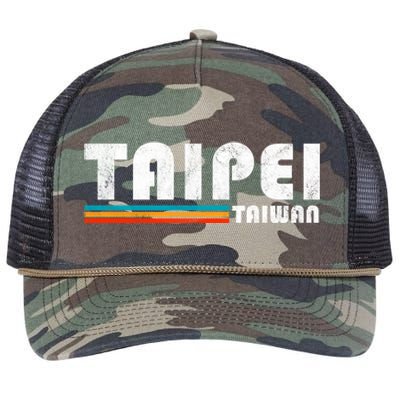 Taipei Taiwan Retro Vintage Travel Vacation Gift Retro Rope Trucker Hat Cap