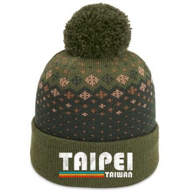 Taipei Taiwan Retro Vintage Travel Vacation Gift The Baniff Cuffed Pom Beanie