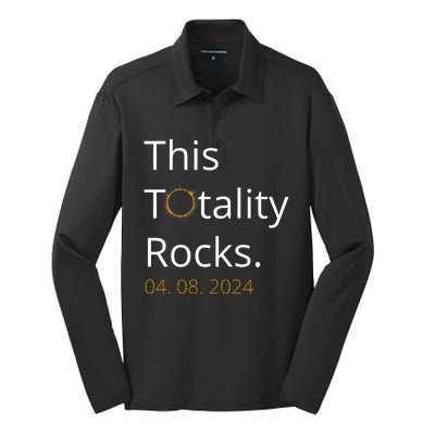 This Totality Rocks Solar Eclipse 2024 Silk Touch Performance Long Sleeve Polo