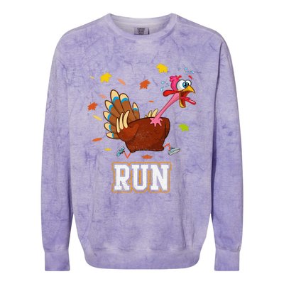 Thanksgiving Turkey Running Outfit Gear Costume Turkey Trot Colorblast Crewneck Sweatshirt