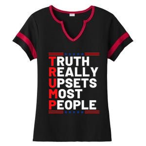 Trump Truth Really Upset Most People Trump 2024 America Flag Ladies Halftime Notch Neck Tee